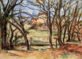 Haus hinter Bäumen auf dem Weg zu Tholonet Paul Cezanne